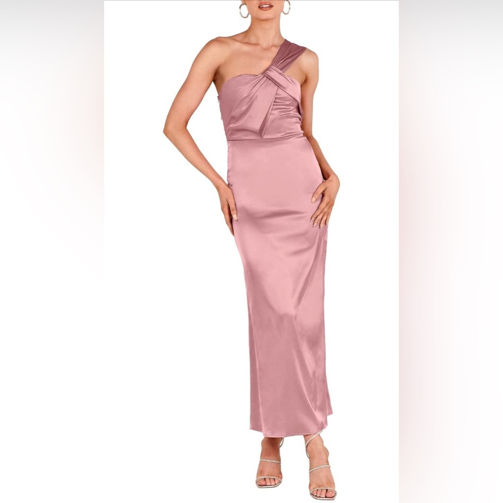 ANRABESS Satin One Shoulder  Bodycon  Cocktail Evening Party Maxi Dresses Size S